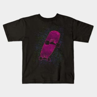 Neon Pink Skateboard Green Blue Dots Kids T-Shirt